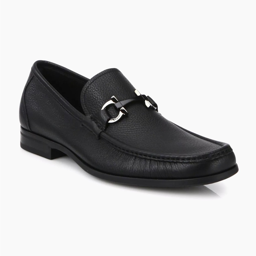 FERRAGAMO Grandioso Gancini Leather Loafers - Black